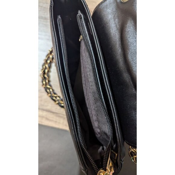 JingPin NvBao Black Faux Leather Biker Jacket Style shoulder Bag Chain Strap - Picture 11 of 11